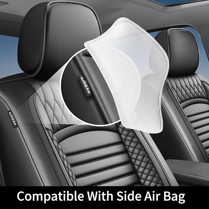 Fit Prologue Car Seat Covers for Honda Prologue 2024 2025 2026-Upgraded Premium Waterproof & Breathable Leather,Airbag Compatible,All-Weather Seat Cushion Protector,Full Set,Black