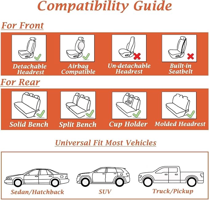 Coverado Seat Covers, Car Seat Covers Full Set, Leather Seat Covers for Cars, Car Seat Protector, Gray Car Seat Covers Front Seats and Back Seats Universal Fit for Most Cars Blue