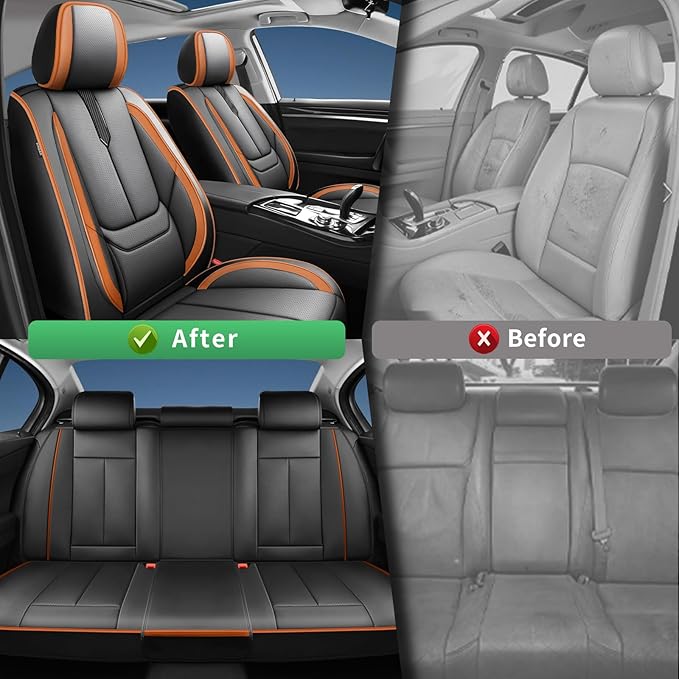 Fit Palisade Car Seat Covers for Hyundai Palisade 2000-2025 2026 -Upgraded Premium Waterproof & Breathable Leather,Airbag Compatible,All-Weather Seat Cushion Protector,Full Set,Black-Brown