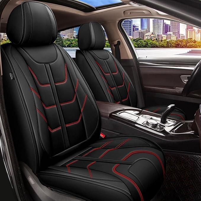 TTX LIGHTING Car Seat Covers fit for Cadillac XT5 2017-2026 Full Set: Premium Leather Automotive Seat Cover with Airbag Compatible Waterproof (5 Seats, Redline)