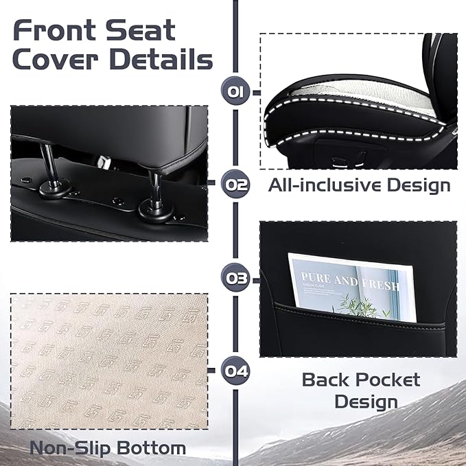 Truck Seat Covers for Chevy Silverado 2500 2007-2026, Waterproof Premium Leather Full Coverage Car Seat Cover, Muscle Sport Style Auto Interior Seat Cover Sets (Full Set/Black White)