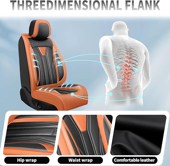 Fit CRV Car Seat Covers Premium Leather for Honda CRV cr-v 2011-2025 2026. Waterproof， Breathable, Scratch-Resistant & All-Weather Seat Cushion Protector (Full Set,Orange&Black)