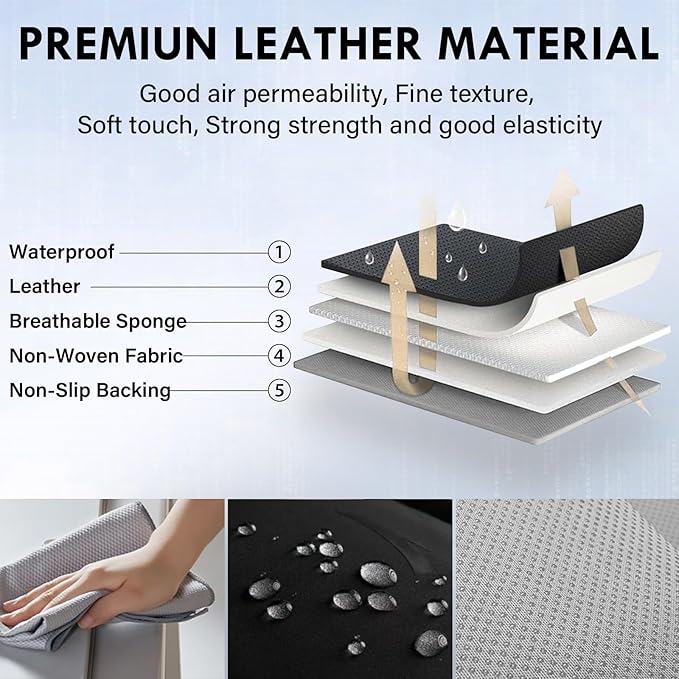 Coverado Front Seat Covers, Car Seat Covers Front Seats, Nappa Leather Seat Covers for Cars, Waterproof Seat Covers with Lumbar Support Universal Fit for Most Cars SUV Trucks (Front, Blue)