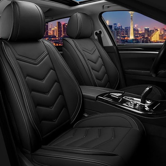 CTDS Car Seat Covers for Ford F-150 2000-2026, Stylish Sport Seat Cover, Premium Nappa Leather Car Seat Cover. Automobile Seat Covers Sets.(Standard 2 Seats/Pure Black)