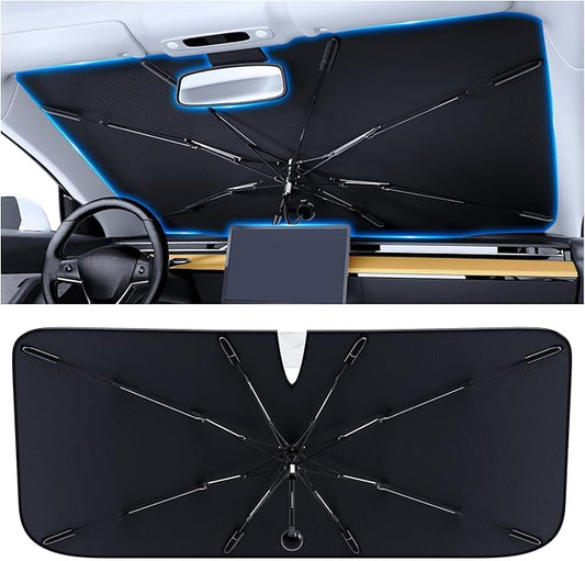 PEMOTech Sport&Compacts Car Accessories Umbrella Windshield Sun Shade | Quick-Install Reliable UV Blocker&Heat Shield | Versatile Car Window Shades | Keep Cool&Protect Interior | Medium(49"X25.6")