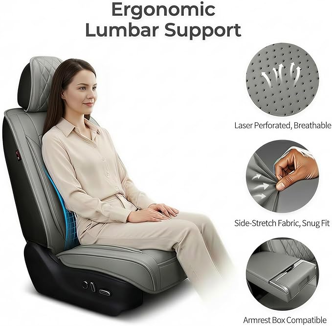 Fit for Venue Seat Covers Compatible with Hyundai Venue 2020-2026 - Waterproof Breathable Leather Automotive Seat Cushions Protector,Only 2 Front seat Covers(Gray)