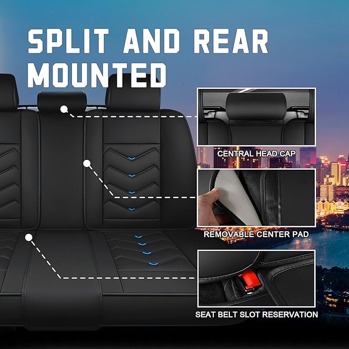 CTDS Car Seat Covers for Mazda CX-5 CX-3 CX-7 CX-9 CX-50 CX-30 CX-70 CX-90 2007-2026, Stylish Sport Seat Cover, Premium Nappa Leather Car Seat Cover.(Luxury 5 Seats/Black Blue)