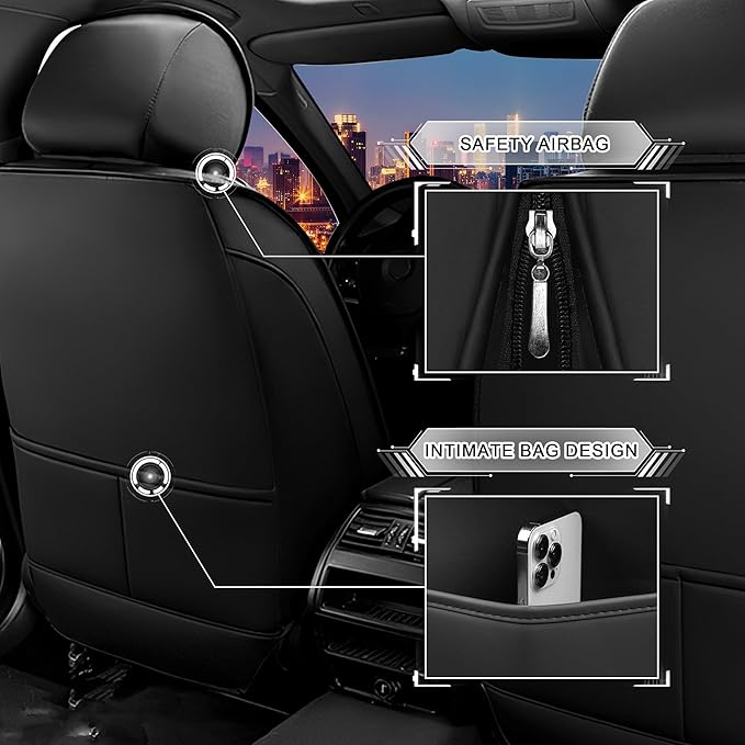 CTDS Car Seat Covers for Nissan Pathfinder 2000-2026, Stylish Sport Seat Cover, Premium Nappa Leather Car Seat Cover. Automobile Seat Covers Sets.(Standard 5 Seats/Black White)