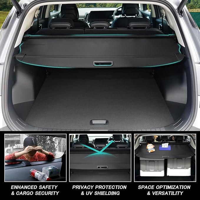Cargo Cover for Jeep Grand Cherokee (2 Row WL) 2022-2025 2026 Accessories Retractable Trunk Cover Security Shielding Shade Cargo Luggage Cover Trunk Privacy Protection