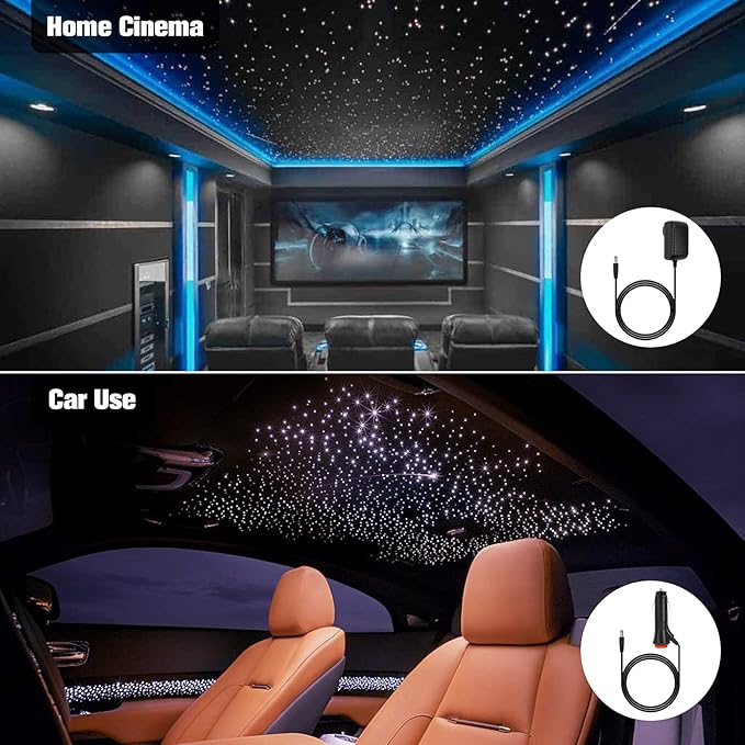 CHINLY 16w 570pcs 9.8ft (0.03in+0.04in+0.06in) RGBW LED Fiber Optic Star Ceiling Light Kit for Headliner/Home Theater