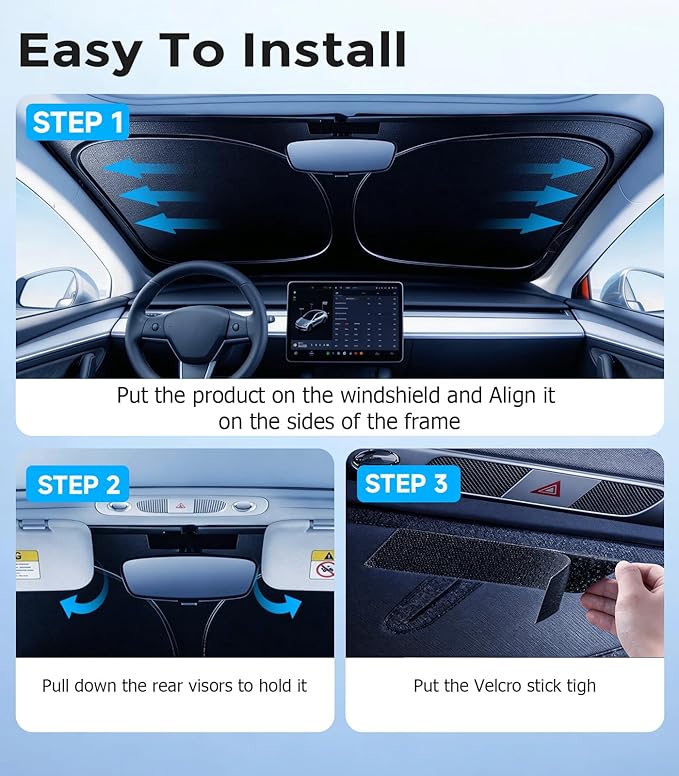 DMJN Windshield Sun Shade for Jeep Grand Cherokee (2011-2026), Car Sunshade for Front Windshield [100% Efficient Block UV & Scorching Sun] UPF50+ Heat Block - Protect Interior & Keep Cooler