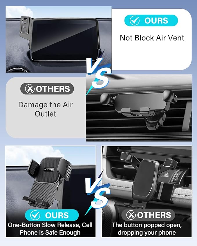 SKYLOTEC Car Phone Holder for Toyota Highlander 2020-2025 Accessories 8-Inch Screen Fixed Clip, Automobile Cradles Phone Mount, Cell Phone Base Not Block Air Vent (Not Fit 12.3-inch Limited Platinum)