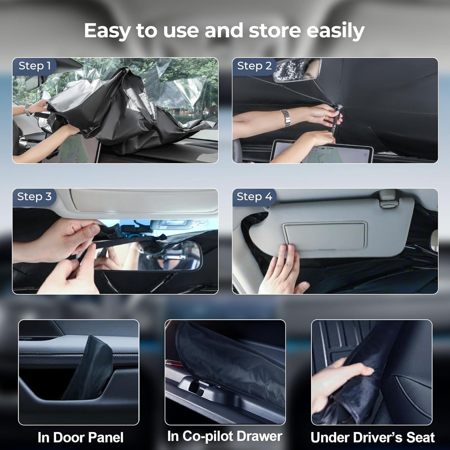 Windshield Sun Shade Umbrella: for Hyundai-Tucson-2022-2024 2025 - Front Custom Car Window Shades - Double Thickened Foldable Tucson Sunshades Block UV Keep Cool