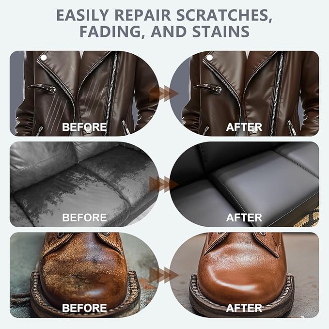 Leather Recoloring Balm & Color Restorer | Maroon Leather Dye, Paint & Repair Kit for Furniture, Couches, Car Seats, Shoes | Restore Faded & Scratched Surfaces