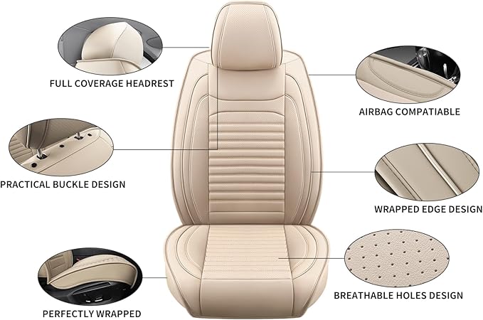 Back Seat Covers Fit for Toyota Yaris 2007-2020, Car Seat Covers Back Seats, Breathable Faux Leather Automotive Seat Covers Back Pair Anti-Slip Seat Cover(Beige, Back)