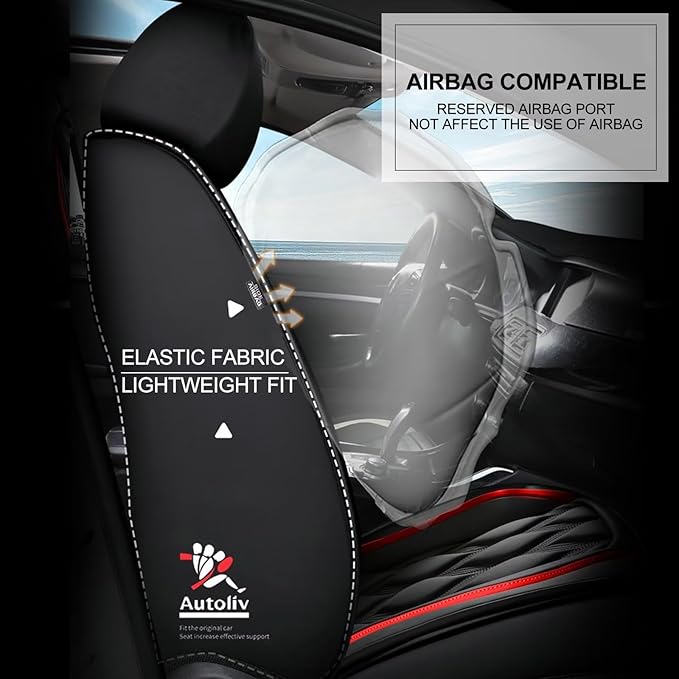 AOMSAZTO Car Seat Covers,Full Set 5 Seats Custom Fit for Kia Seltos 2021-2025 2026,Leather Car Seat Cover Seat Cushion Protector,Airbag Compatible Waterproof Black