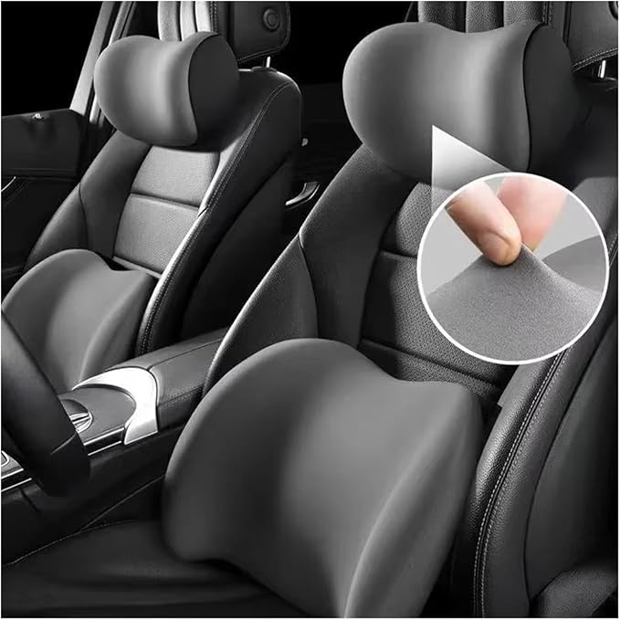 Car Neck Pillow and Lumbar Support Cushion - Memory Foam Backrest for Driver Seat Comfort(E)