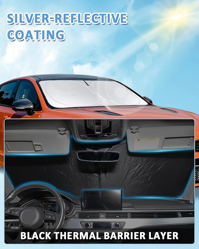 Sun Shade for Chevrolet Equinox Windshield Sunshade fit for Chevy Equinox 2018-2024 (Equinox EV Not Fit) Accessories Front Window Cover Shield Visor Protector Keep Interior Cool Blocker
