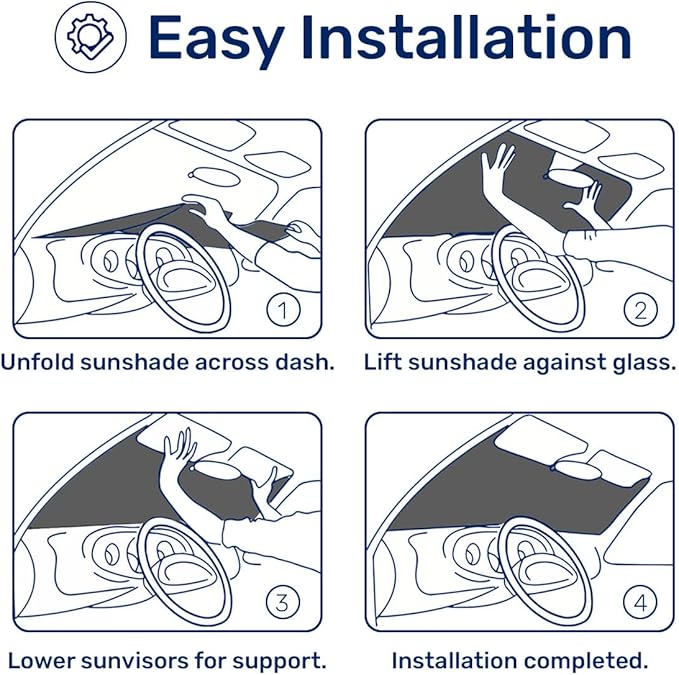 GENANY Black Windshield Sun Shade for Car SUV Truck (69x35 Inches), Sun Shade Windshield, Shades for Front Windows, Protector Blocks UV, Car Decor