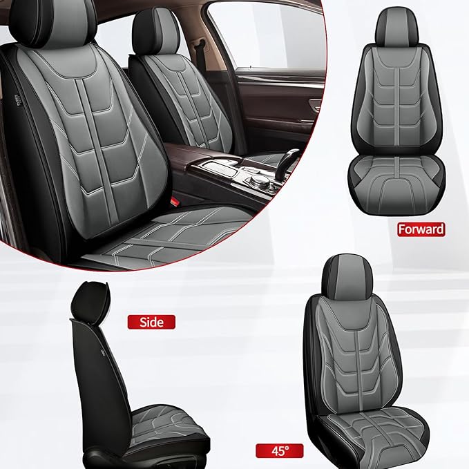 TTX LIGHTING Car Seat Covers fit for Kia Sportage 2009-2026 Front Seat: Premium Leather Automotive Seat Cover with Airbag Compatible Waterproof (2 Seats, Black & Gray)