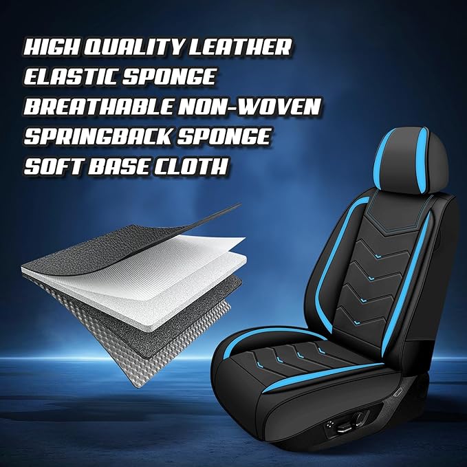 Car Seat Covers for Mitsubishi Outlander 2003-2026, Premium Nappa Leather Car Seat Cover, Stylish Sport Seat Covers， Automobile Seat Cover Sets.(Luxury 5 Seats/Black Blue)