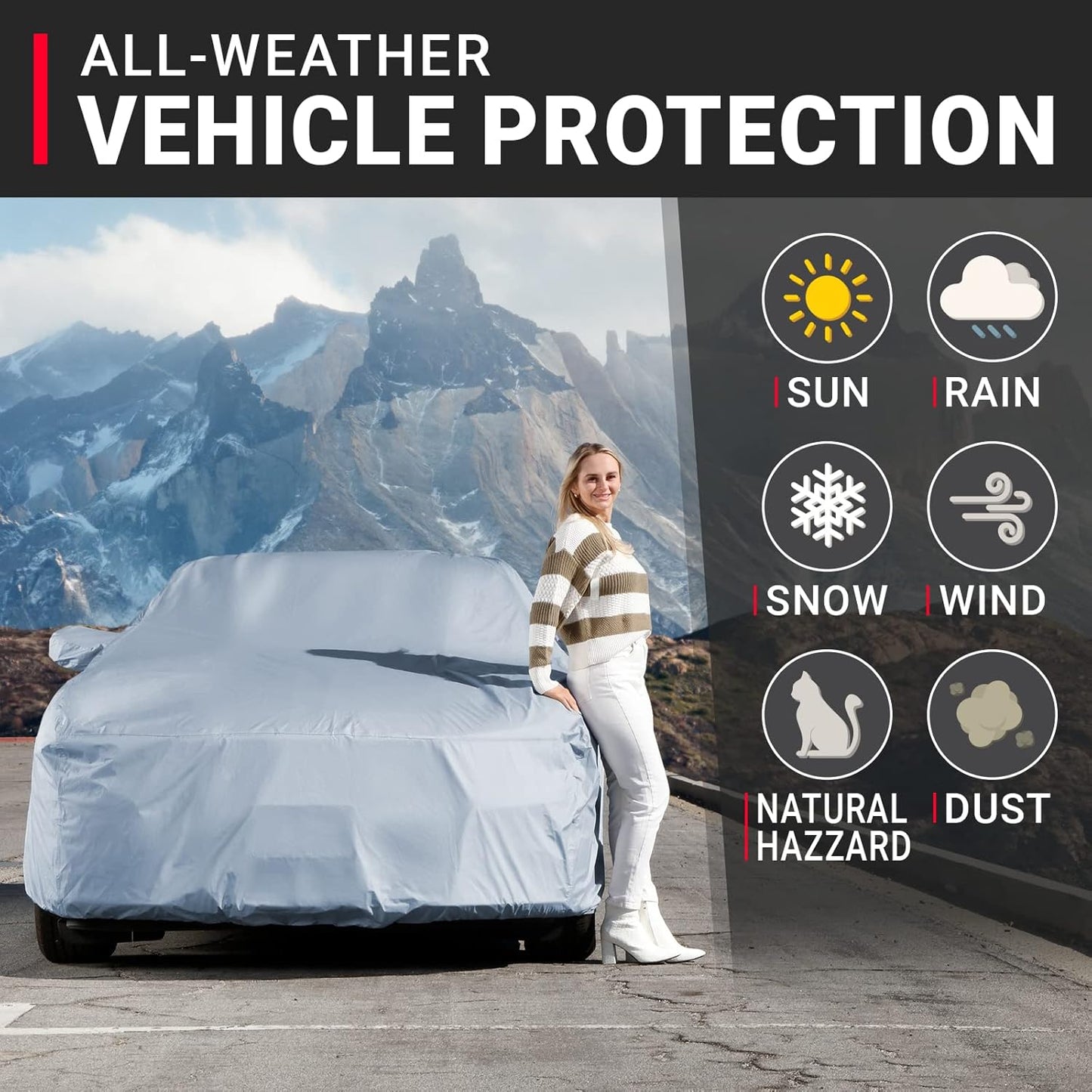 iCarCover Premium Car Cover for 1990-1994 Chevy Lumina Coupe Heavy Duty Waterproof All-Weather Automobiles Custom Fit Indoor Outdoor UV Snow Protection Covers with Straps and Bag