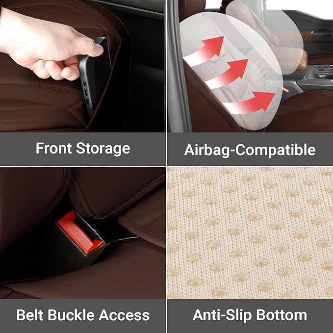 Coverland Custom Fit Car Seat Covers for SUV Compatible with [QX4, Endeavor, Bravada] PPremium Car Seat Cover Water Resistant Leather Non-Slip Interior Protectorr [Full set Dark Brown -Size Chart X66]
