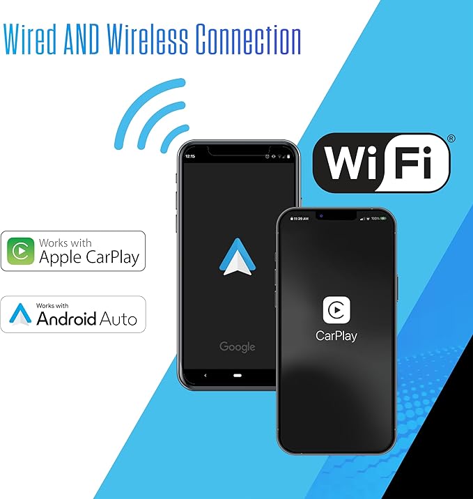 JENSEN J5UP10 10.1-inch Top Mount Tactile Control Certified Wireless Apple Carplay Android Auto Car Stereo | Single & Double DIN Touchscreen | IllumiNITE Light Ring & Buttons | Front/Rear Camera Input