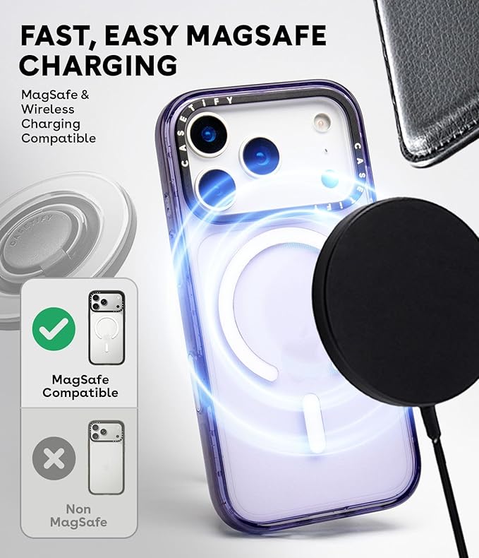 CASETiFY Impact iPhone 17 Pro Case [Slim/Compatible with Magsafe / 8.2 ft. 4X Military Grade Drop Protection] - Luxe Garden Porcelain - Clear Black