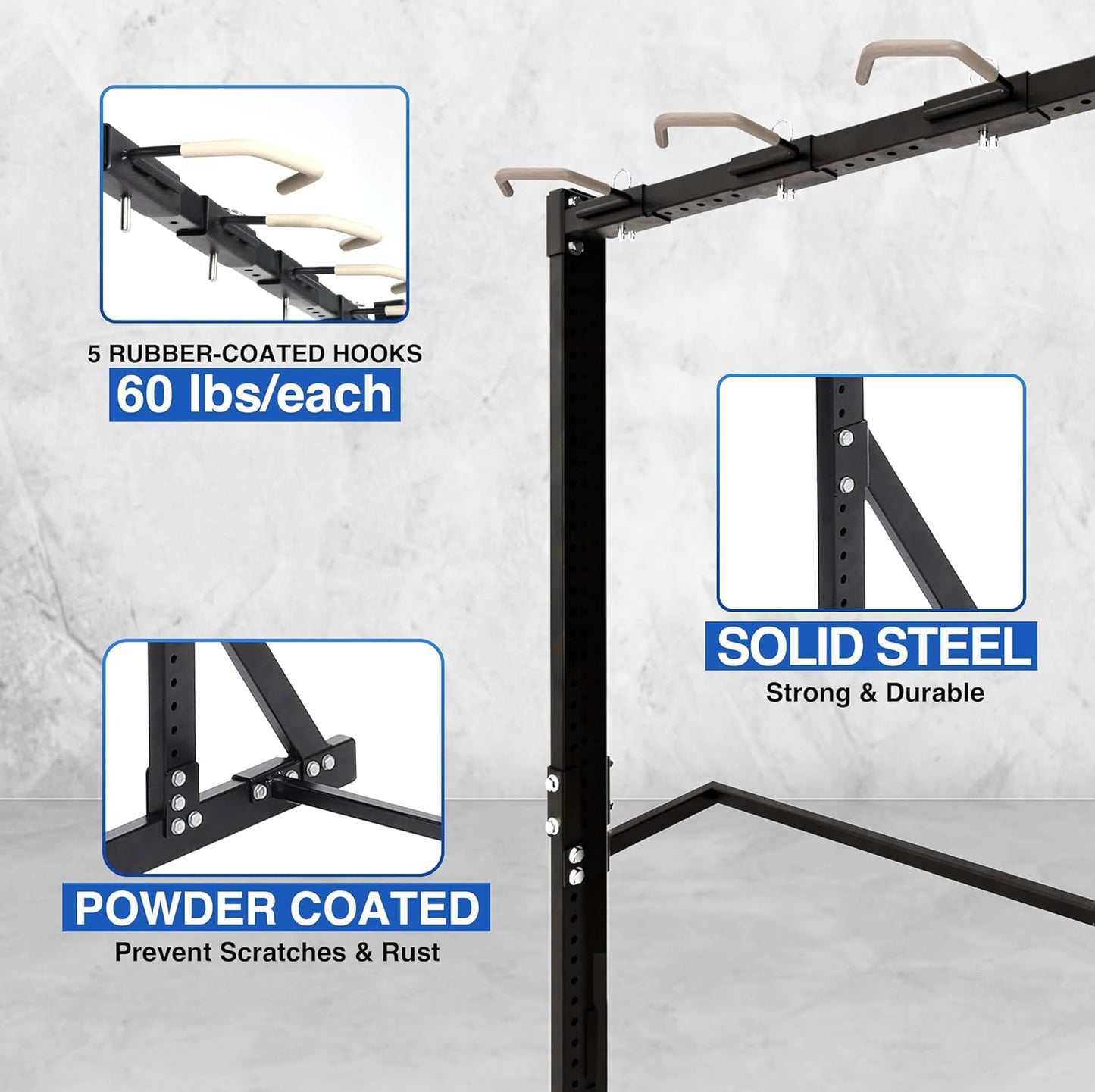 Yes4All Freestanding Bike Storage Rack, 300 Lbs 5 Levels Sturdy Steel Vertical Bike Rack, Bike Racks for Home and Garage Organizer, Indoor/Outdoor Bike Storage Rack