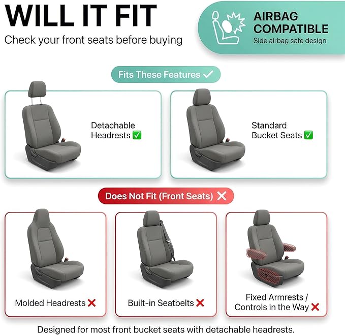 FH Group Automotive Car Seat Covers Front Set Premium 3D Air Mesh Front Seat Covers, Airbag Compatible Universal Fit Interior Accessories for Cars Trucks and SUVs - Green