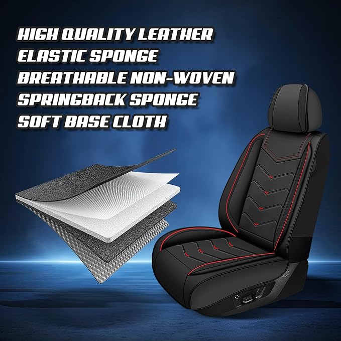 Car Seat Covers for Fiat 500 2012-2019, Premium Nappa Leather Car Seat Cover, Stylish Sport Seat Covers， Automobile Seat Cover Sets.(Luxury 5 Seats/Black)