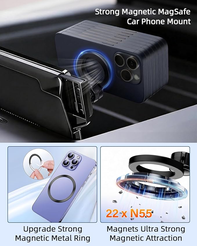 PZK Car Phone Holder for Toyota Highlander Hybrid Lmited/Platinum 2020 2021 2022-2024 2025 Accessories Only for 12.3-inch Screen Compatible with Magsafe Car Phone Mount (Not Fit 8-Inch L/LE/XLE)