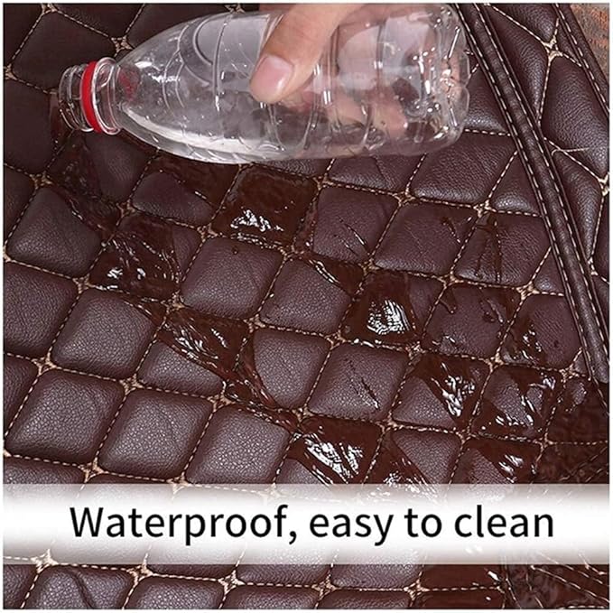 Custom Car Mats All Weather Fit Automotive Floor Mats PU Leather Protector Mat for Most Sedan, SUV, Truck Floor Mats (Wine Beige Thread)
