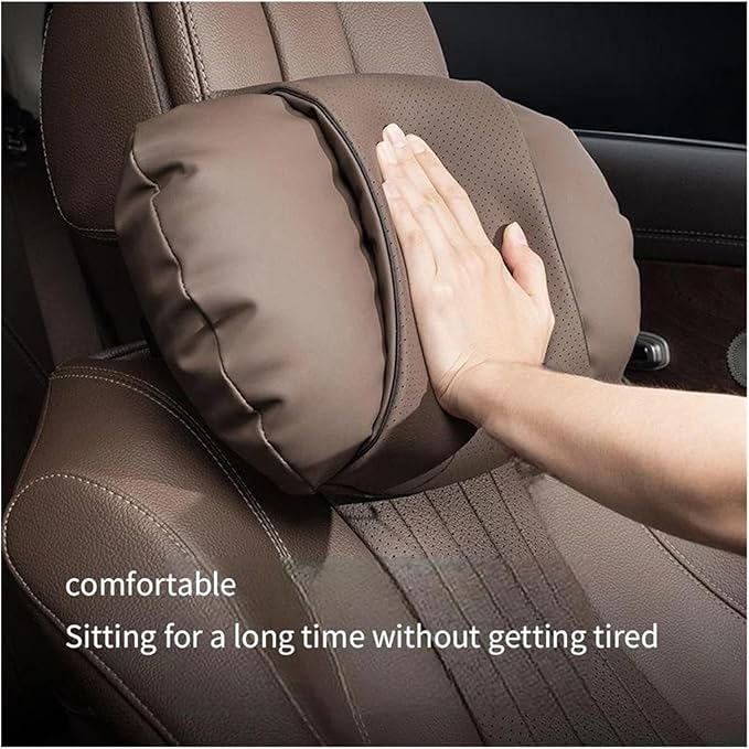 1/2PCS PU Leather Car Neck Pillow & Lumbar Support Cushion, Breathable Universal Seat Headrest Waist Pad, Soft Support Cushion for Daily Driving and Travel(A Style)