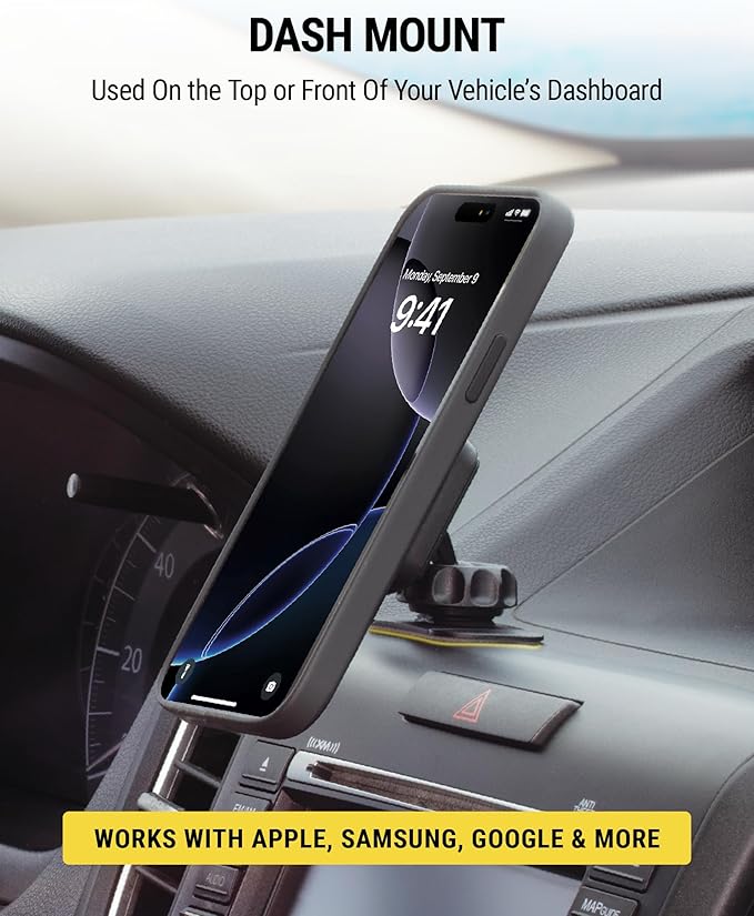 Scosche MAGKIT MagicMount Magnetic Car Phone Mount for Dashboard, 360° Adjustable Magnet Head, Universal Cell Phone Holder for Car, Compatible with iPhone, Samsung, and All Devices (Pack of 2)