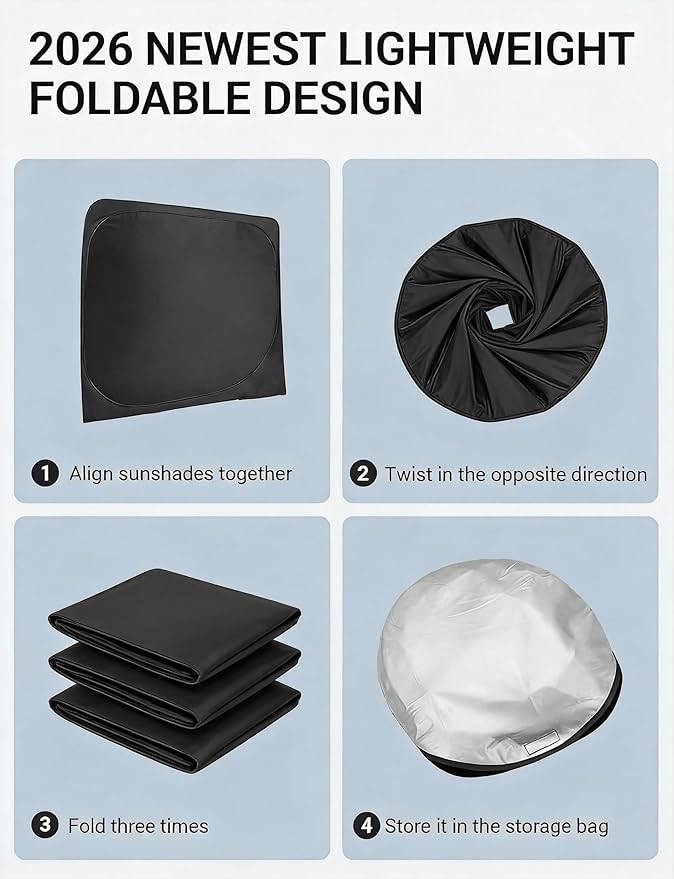 Proadsy 2026 Upgrade Front Windshield Sun Shade Foldable Sunshade Protector Custom Fit 2019-2023 Lincoln Nautilus SUV Accessories, PRS331