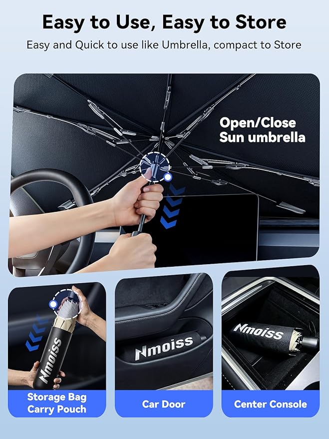 Windshield Sun Shade Umbrella for Honda Odyssey - [Vinyl Coating Heat Shield] Protect Car from Sun Rays & Heat Damage Keep Cool and Protect Interior, Spring Structure Edge
