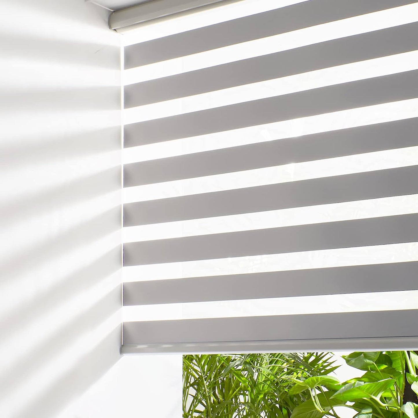 Persilux Cordless Zebra Roller Window Shades Free-Stop Roller Blinds (32" W X 72" H, Grey) Light Control for Day and Night, Light Filtering Sheer Roller Shades for Windows, Easy to Install