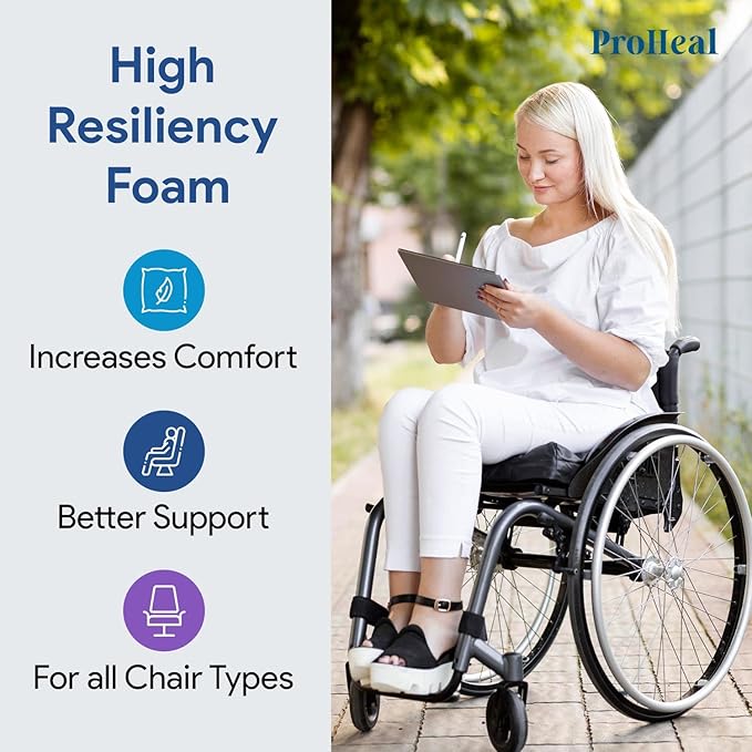 Gel Wedge Seat Cushion with Pommel, Bariatric 24" x 18" x 4" - 2" - Better Posture and Hip Positioning - High Density Foam and Pressure Redistribution Gel and Back, Tailbone, and Coccyx Support