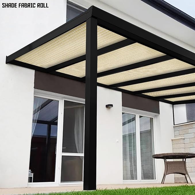 TANG Sun Shade Fabric Roll 8'x32' Shade Cloth for Garden Beige HDPE Mesh Shading Pergola Cover Replacement Canopy, 95% Blockage Sunshades for Outdoor Patio Backyard Plant