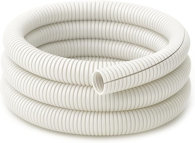 Electriduct Split Wire Loom Tubing Polyethylene Corrugated Flexible Conduit - 3/8" Nominal Size - 100 Feet - White