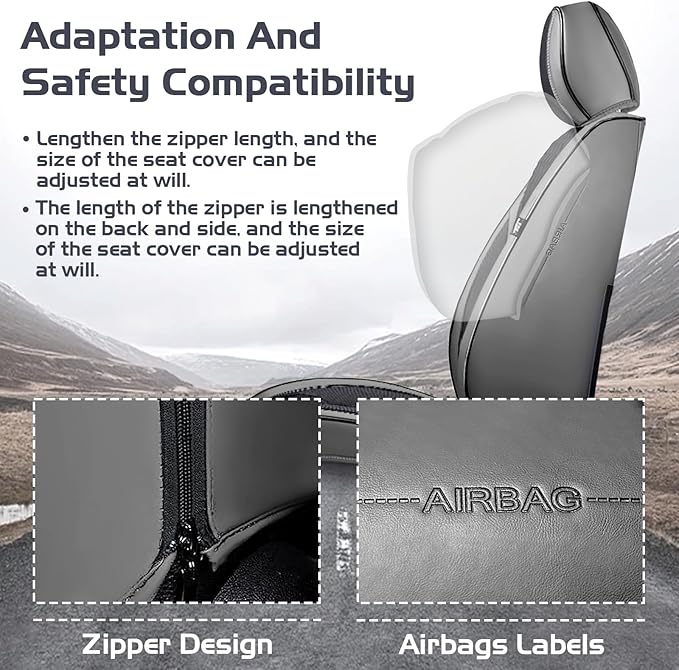 Truck Seat Covers for Ford F250 2011-2026, Waterproof Premium Leather Full Coverage Car Seat Covers, Muscle Sport Style Auto Interior Seat Cover Sets (Full Set/Gray Black)