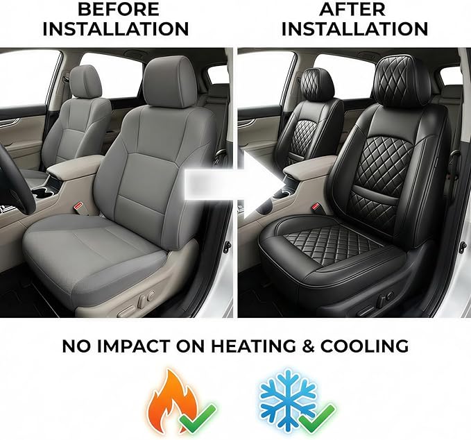 Fit for Santa Cruz Seat Covers Compatible with Hyundai Santa Cruz 2022-2026 - Waterproof Breathable Leather Automotive Seat Cushions Protector,Airbag Compatible,Only 2 front seat covers(Black)