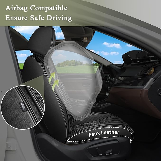 Car Seat Covers Front Pair for Toyota Avalon 2001-2025 2026: Breathable Perforated Leather Seat Cover (Black)