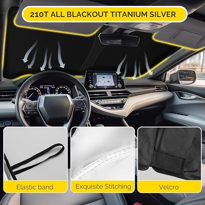 Car Windshield Sun Shade Compatible with 2020 2021 2022 2023 2024 2025 2026 Toyota Highlander Accessories Sunshade Custom for Highlander L LE XLE Limited Platinum Windshield Sun Visor