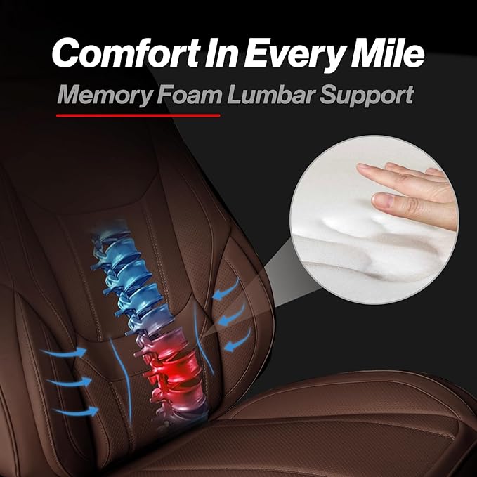 Coverland Custom Fit Car Seat Covers for SUV Compatible with [2024-2026 X2, 2020-2025 Defender 110] Premium Water Resistant Leather Non-Slip Interior Protector [Full Set Dark Brown - Size Chart X59]