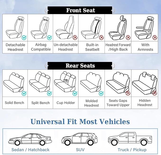 Coverado Car Seat Covers, Front Seat Covers for Cars, 2 Pack Beige Leather Seat Covers, Universal Seat Covers Front Seat, Automotive Seat Covers Waterproof Car Seat Protector Fit for Most Vehicles