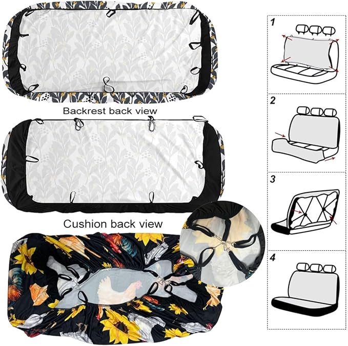 KEIAHUAN Camo Hunting Car Accessories Auto Front and Rear Seat Covers Fit Most Vehicle Truck,SUV, reathable Elastic Front Saddle Blanket Rear Split Bench Protection Cover, Pink