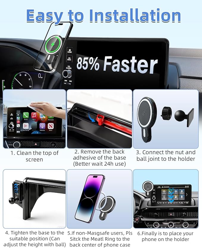 PZK Car Phone Mount for 2021-2024 Chevy Chevrolet Tahoe/Suburban/GMC Yukon/GMC Yuhon XL LT/Z71/RST/High Country Accessories 10.2-inch Screen Magnetic 15W Fast Wireless Charger Car Phone Holder